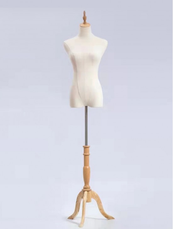 Wooden Mannequin Bust Display with wooden base (Adjustable)